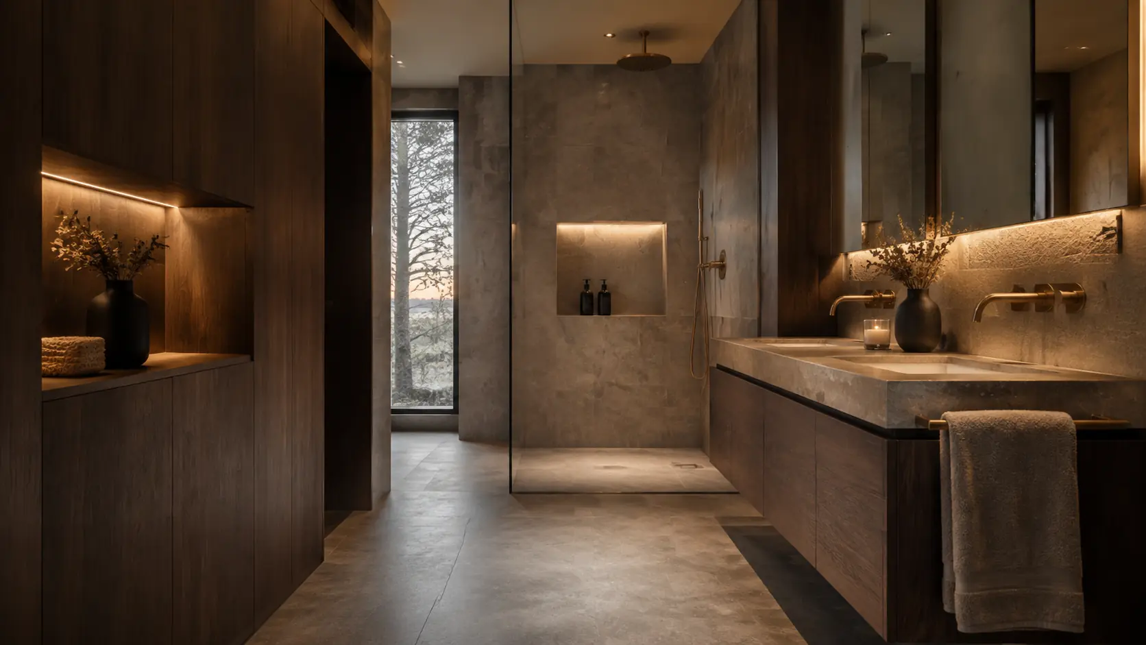 Modern bathroom with a glass walk-in shower