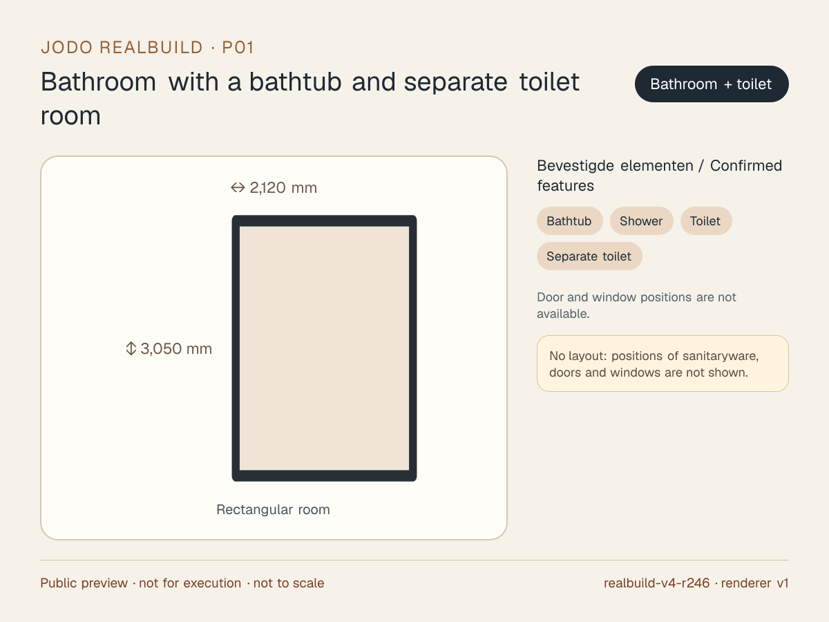 Safe preview of Bathroom with a bathtub and separate toilet room