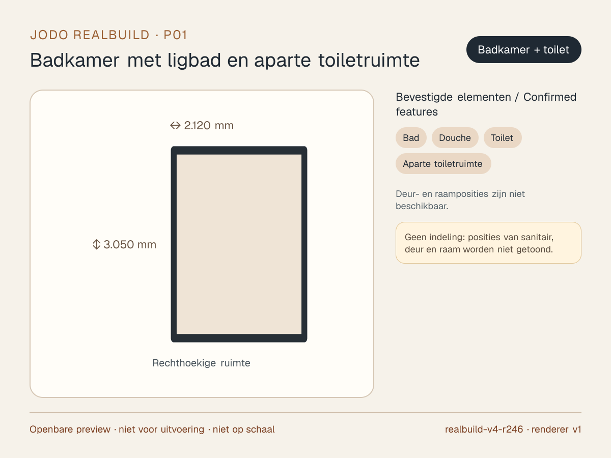 Veilige preview van Badkamer met ligbad en aparte toiletruimte