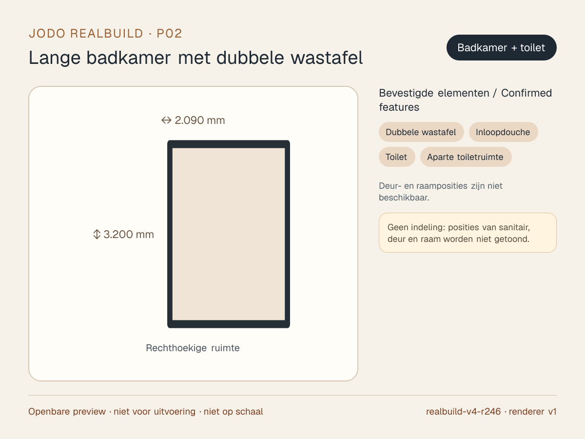 Veilige preview van Lange badkamer met dubbele wastafel