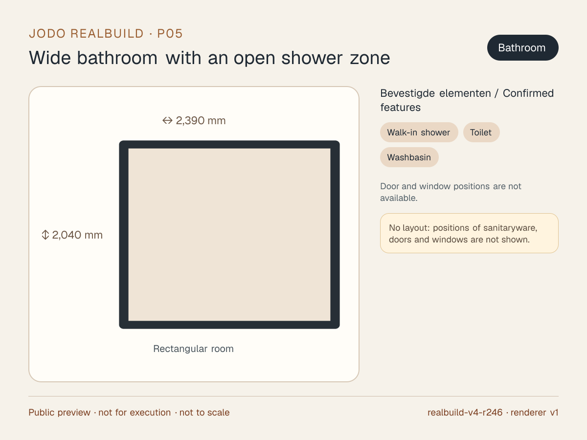 Safe preview of Wide bathroom with an open shower zone