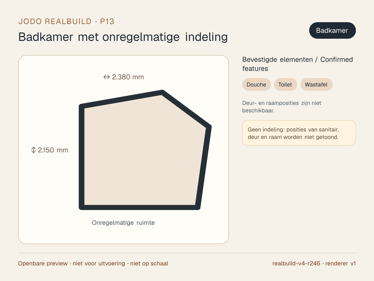 Veilige preview van Badkamer met onregelmatige indeling
