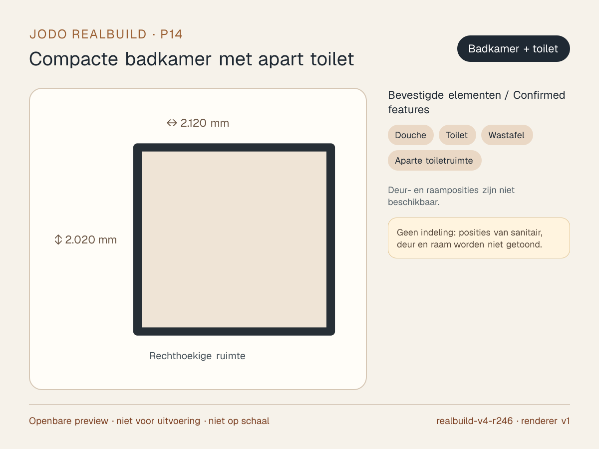 Veilige preview van Compacte badkamer met apart toilet