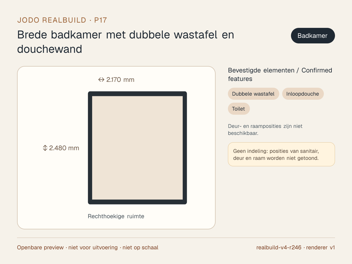 Veilige preview van Brede badkamer met dubbele wastafel en douchewand